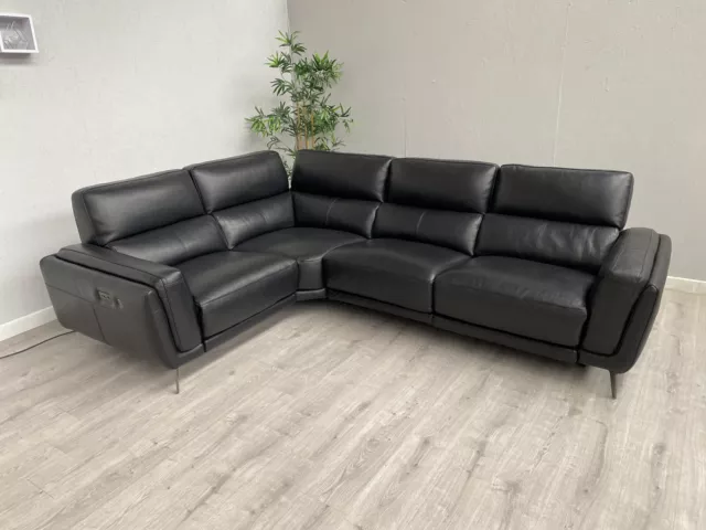 DFS - SAN ANTONIO Leather Corner Power Recliner Sofa, Black - RRP £3,599