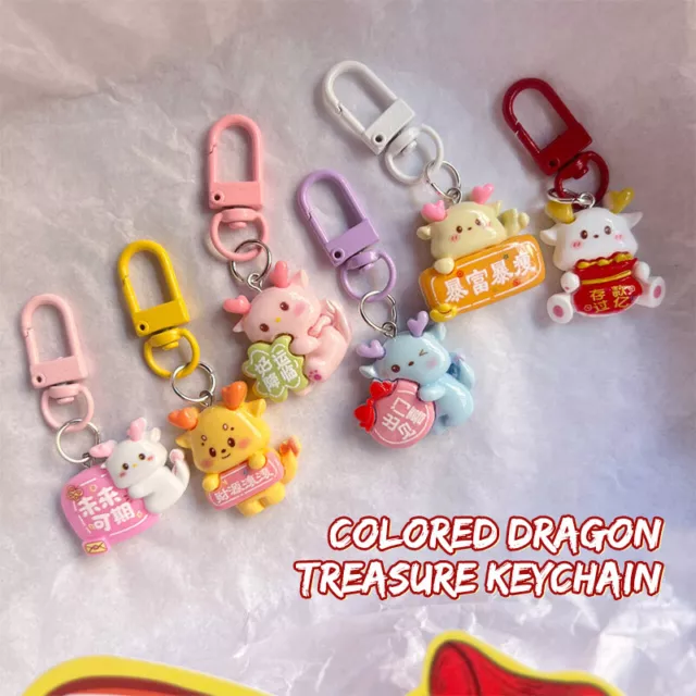 2024 New Year Dragon Key Chain Animal Doll Pendant Couple Key Ring Car Bag D SN❤