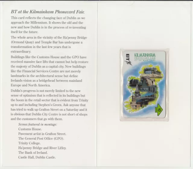 BT Internal 131 Ireland Map, Kilmainham Fair 1995, Mint phonecard in Brochure
