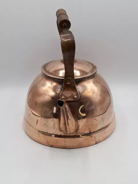 Vintage Portuguese copper kettle with wooden handle 2