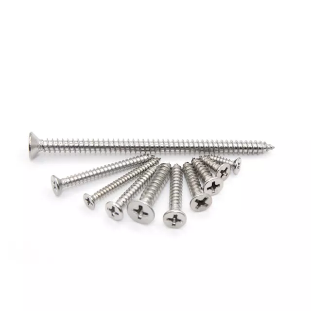 PHILLIP COUNTERSUNK WOOD SCREWS A2 STAINLESS STEEL 3mm 3.5mm 4mm 5mm 6mm