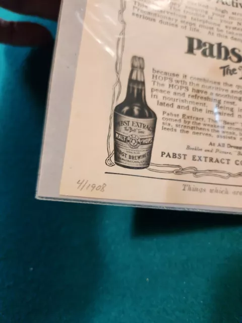 1908 Pabst Extract Tonic  Means More Depressing Nerve " Print Ad harper Bazar 2