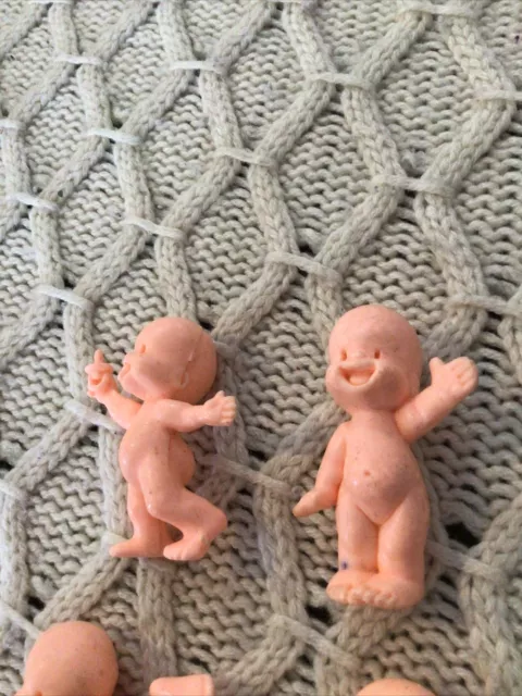 4x small little tiny miniature vintage dolls rubber baby 2” Tall 3