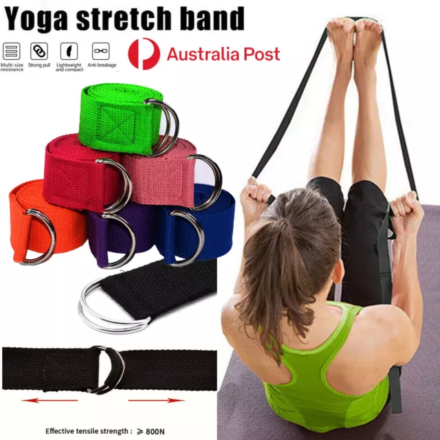 D-Ring Belt Yoga Exercise Pilate Cotton Stretch Strap Leg Waist Resistance Band