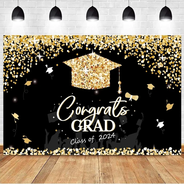 2024 GRADUATION PARTY Decorations Backdrop Banner Class of 2024 BLACK