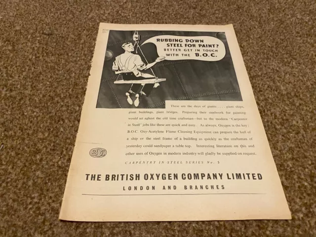 (Ac28) Advert 11X8" The Britsih Oxygen Company Limited London And Branches