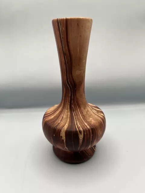 ROCKY MOUNTAIN POTTERY CO., RMCO Wood Grain Clay Bud Vase 7.25" Tall Signed