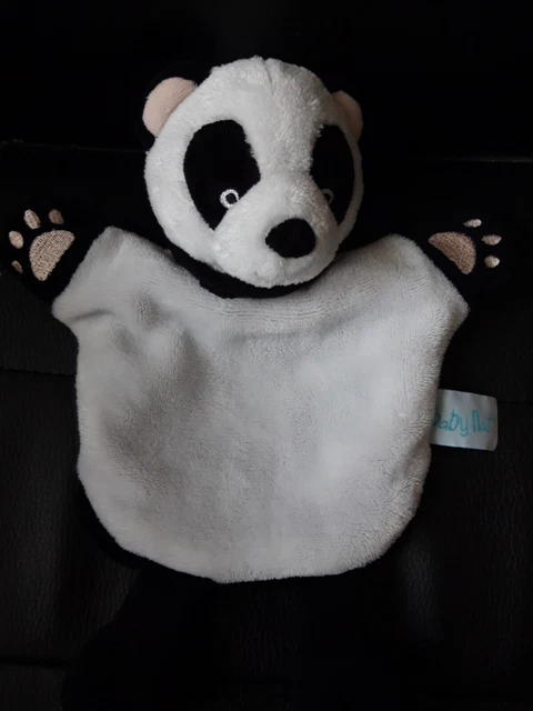 doudou marionnette nature panda blanc noir BABY NAT - TBE 2