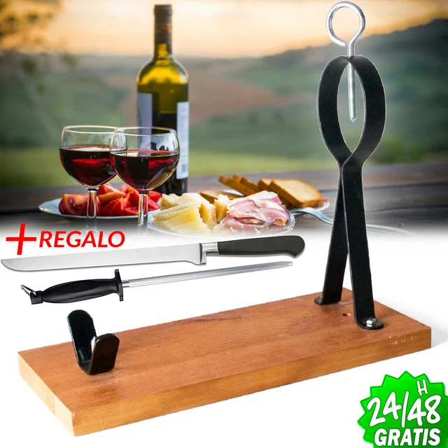Support Jambon Complet Jamonprive - Avec Couteau, Fusil, Couverture, Torchon Et Pinces