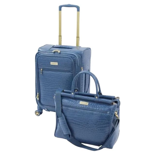 Samantha Brown 22" Croco Spinner & Dowel Bag Luggage Travel Set - Bravo Blue