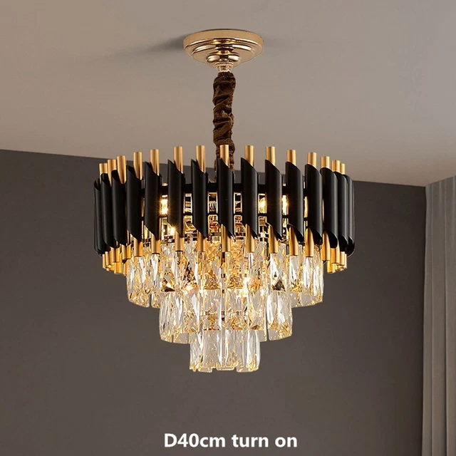 Crystal Ceiling Light French gold Black Modern Large  Pendant Chandelier Lamps