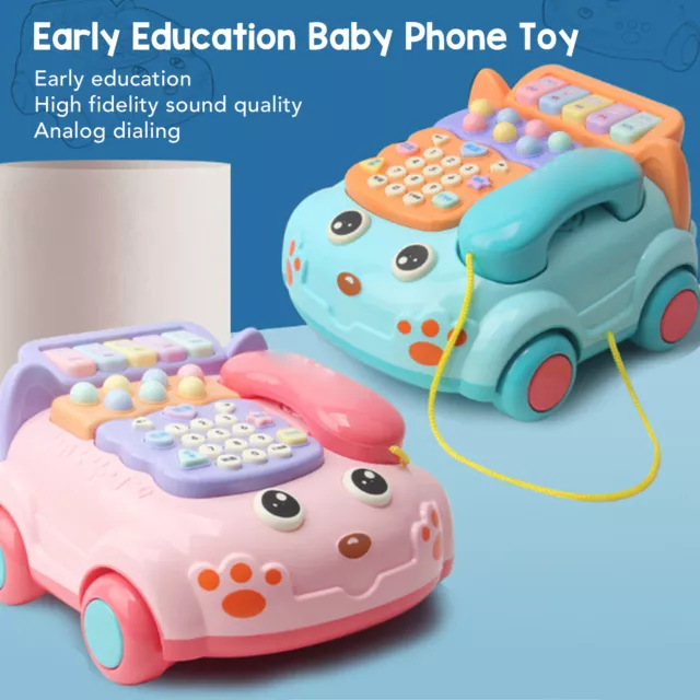 (Pink) Baby Phone Toy Kids Cell Phone Toy LED Light Parent Child