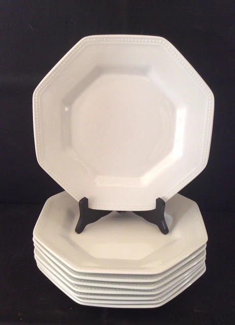 Set de 5 assiettes octogonales perles en terre vernissée 1950