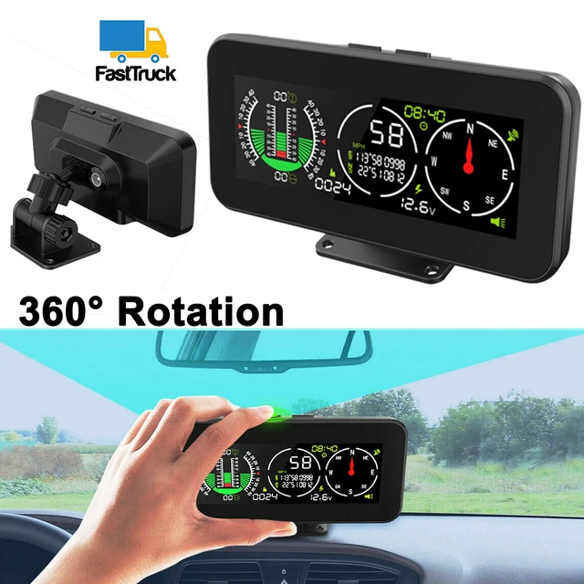 GPS DIGITAL INCLINOMETER Gauge Car Compass Slope Meter Tilt Indicator ...