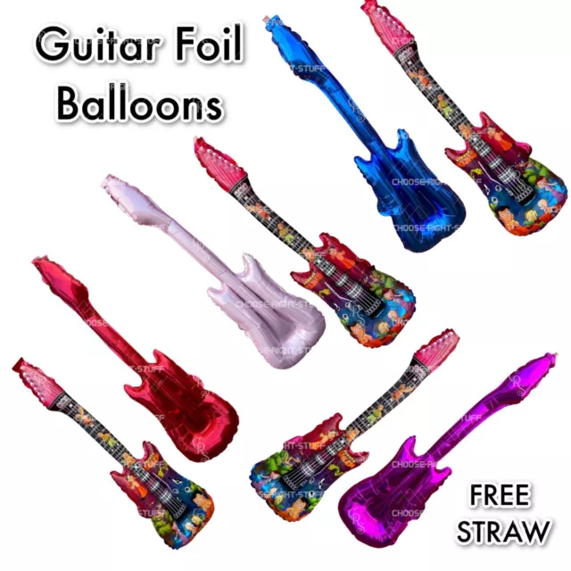 Guitar Foil balloon Rock on party Birthday Celebration decoration Blow balon UK