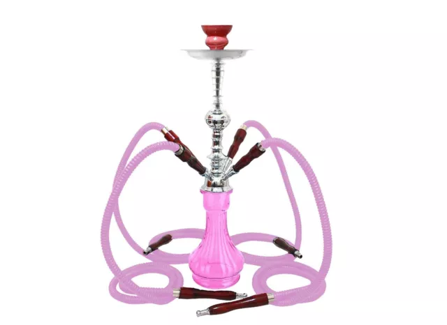 Narguilé vente 4 tuyaux grandeur Shisha de luxe rose vase narguilé verre eau
