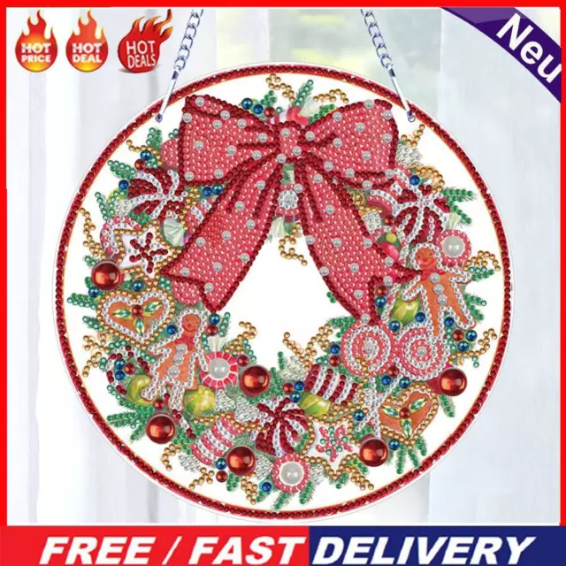 5D DIY Hanging Wreath Diamond Christmas Diamond Wall Decor Wreath (#4)