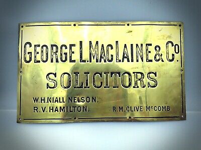 Antique Brass Sign Law Firm Lawyer Solicitor Legal Office Belfast Ireland Antrim 2