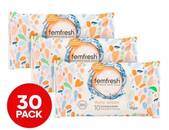 Feminine Care Intimate Hygiene Cleansing Wipes Limited Edition Femfresh 30-Pack