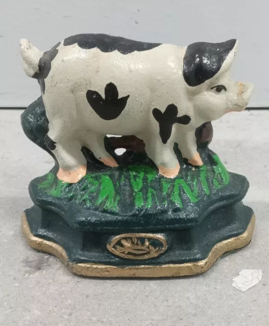 Cast Iron Pig Painted Doorstop