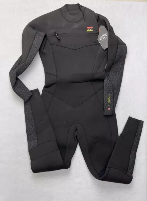 Billabong Womens 4/3 Synergy Chest Zip Full Wetsuit Size 4 Black NEW