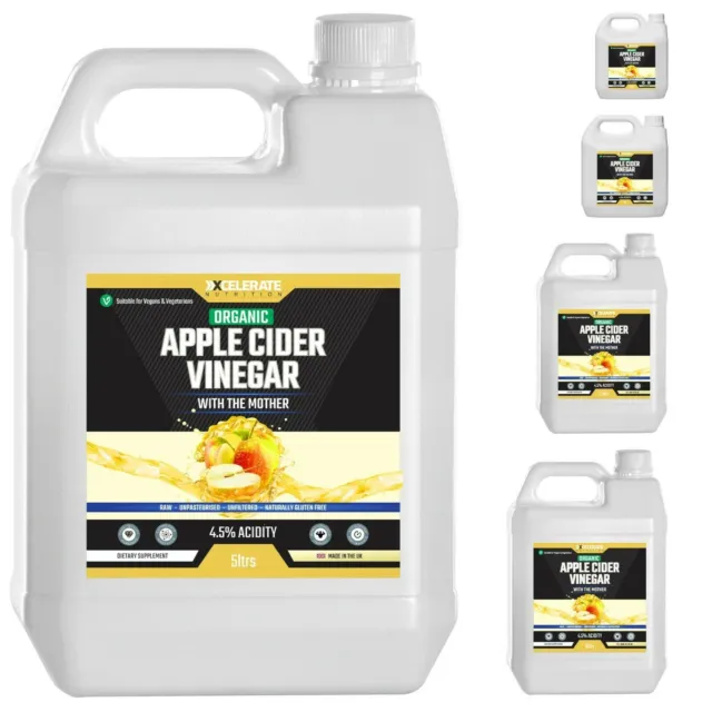 PURE RAW Apple Cider Vinegar with Mother Apple cider Weight Loss Detox All Size