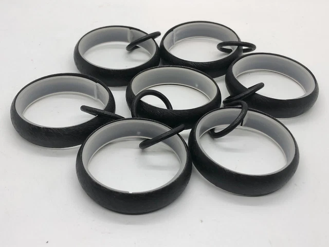 Pottery Barn Feather Weight Curtain Double Rings Large Set of 7, Cast Iron Black