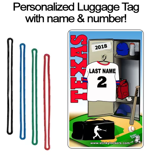 Personalized Texas Baseball Luggage Tag