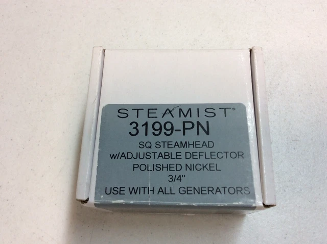 Steamist 3199-PN SQ Steamhead con deflector ajustable níquel pulido 3/4"" NUEVO