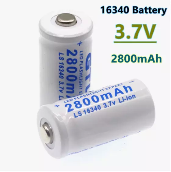 2x 3.7V 2800mAh Litio Ioni di Litio 16340 Batteria CR123A Batterie Ricaricabili