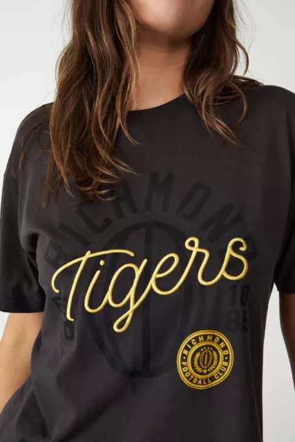 Richmond Tigers AFL COTTON ON Womens Embroidered Script Tee by Sporting House