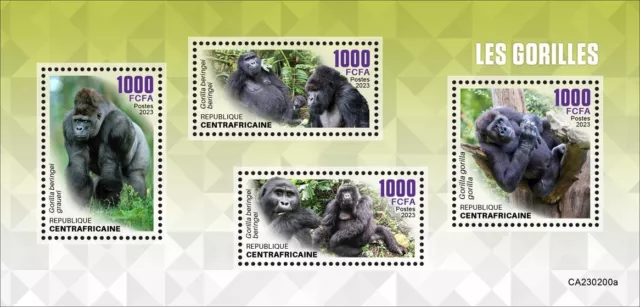 Gorillas MNH Stamps 2023 Central African Republic M/S