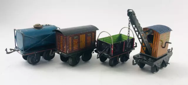 Bing Konvolut 4x Spur 0 Güterwagen Kranwagen Petroleum uralt