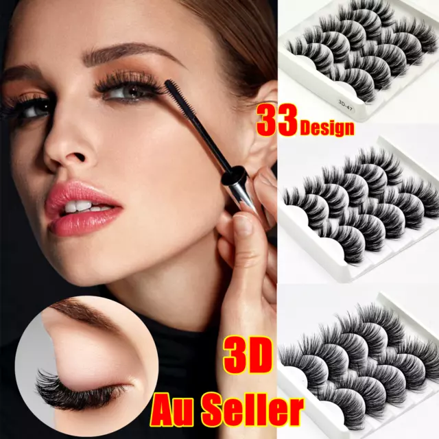 5 Pairs 3D Natural Thick False Fake Eyelashes Eye Lashes Mink Makeup Extension