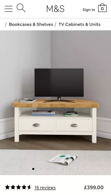 Marks & Spencer Padstow Ivory And Oak Corner TV Unit