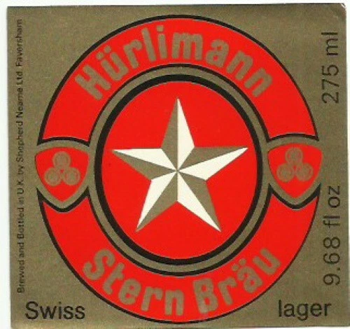 Shepherd Neame Hurlimann Stern Brau 275ml 9.68 fl oz Beer Bottle Label