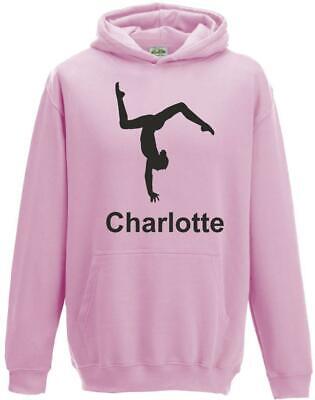 Boys Girls Kids Childs Personalised Gymnastics Hoody Hoodie Hooded Sweatshirt s1