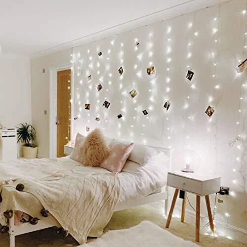 LE 594 LED Curtain Lights for Bedroom Wall Cool White Window Hanging Fairy St...