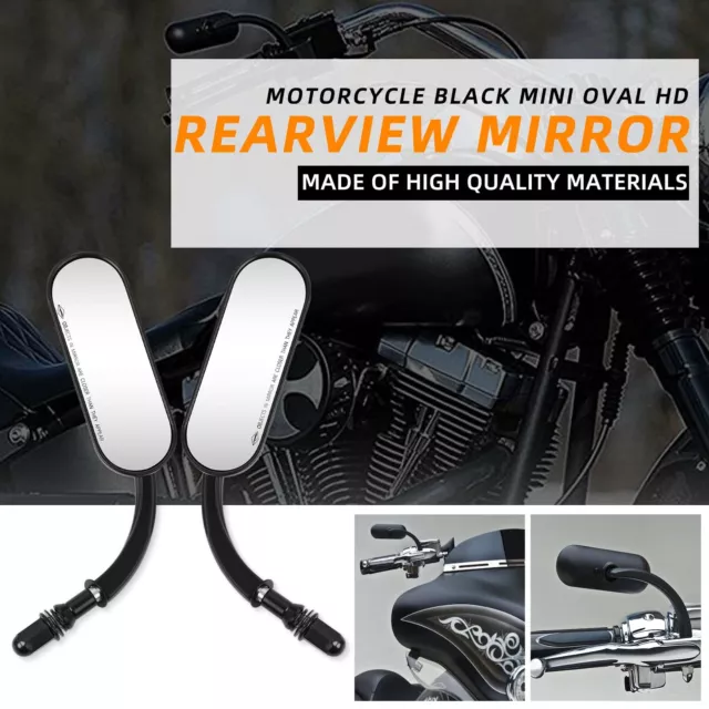 Motorcycle Black Oval Rear View Mirrors For Yamaha V-Star XVS650 XVS1100 Custom 3