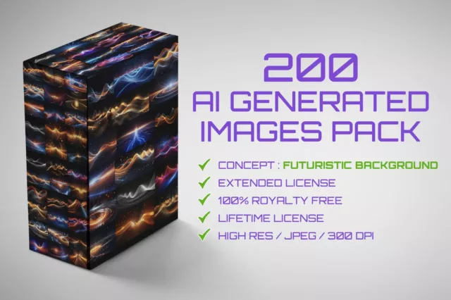 Royalty free stock photo images. 200 AI generated images Futuristic Soundwaves