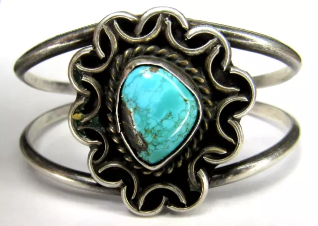 Navajo Silver Bracelet Cuff Gem Turquoise Native American