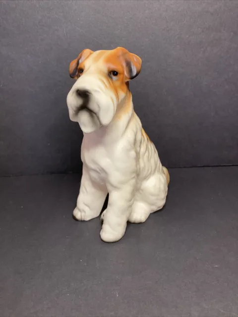 Vintage Cute Ceramic Wire Haired Fox Terrier Dog Figurine Olimts Japan