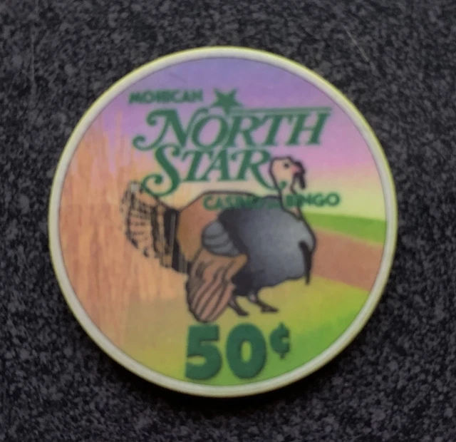 Mohecan NORTH STAR Casino and Bingo Bowler WI 50c Casino Chip - Fast Shipping