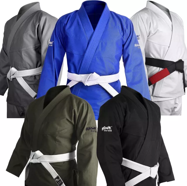 Hawk Sports Brazilian Jiu Jitsu Gi With Jacket, Pants & Belt, A4 - White