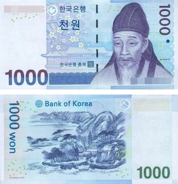 South Korea 1000 Won Pick 54 2007 Banknotes UNC Uncirculated P-54 Registered
