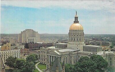 Vintage Georgia Chrome Postcard Atlanta State Capitol Aerial View