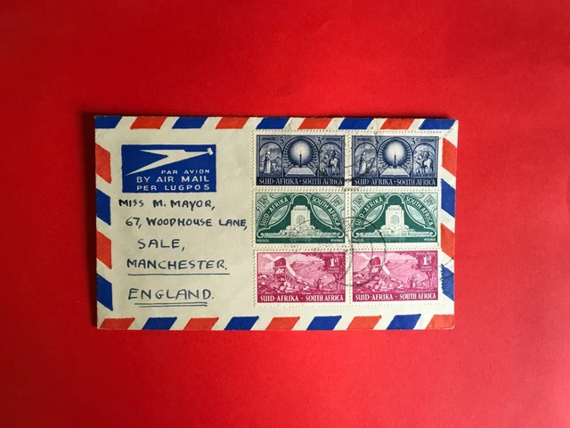 South Africa Rsa 1949 Airmail Cover Voortrekker Monument Pretoria Bible Pairs