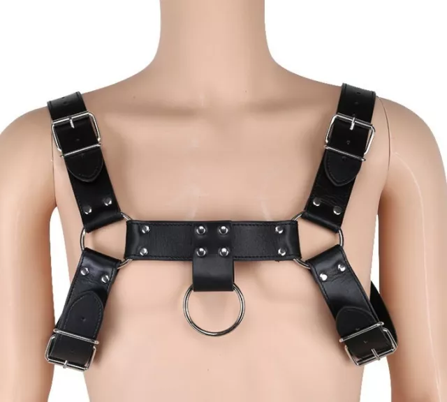 Mens PU Leather Restrain Chest Strap Harness Clubwear Costume Fancy Dress