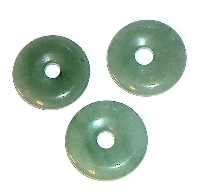 P550 Green Aventurine 25mm Round Open Donut Pendant Natural Gemstone Bead 1pc