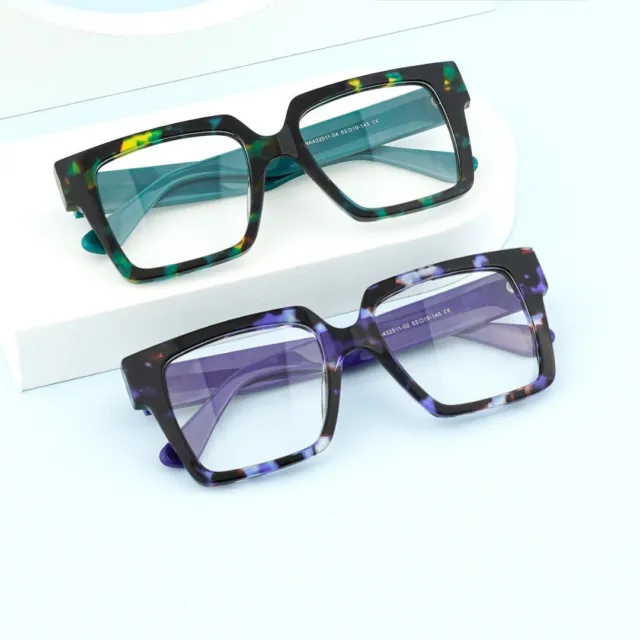 Retro Unisex Big Squar Eyeglasses Frames Acetate Round Reading glasses men 1.0